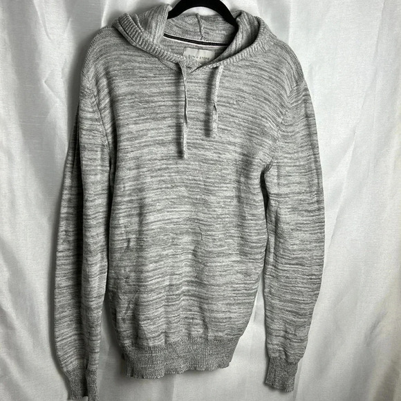 Better Cotton Sun+Stone Men Grey Solid Marled  Hooded Sweater with drawstrings - Picture 14 of 15